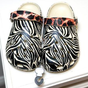 CROCS classic animal remix clog white and black zebra pattern womens size 7